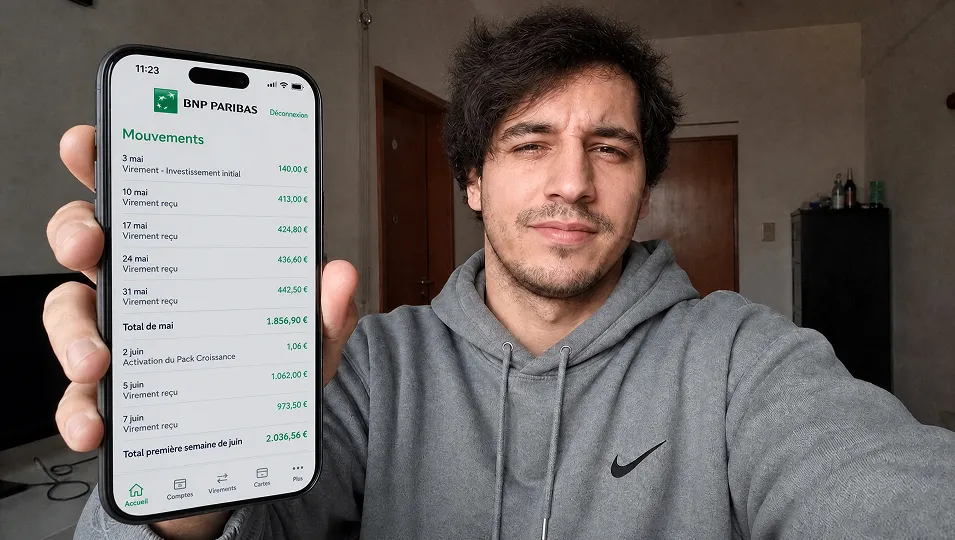 Matías Soria muestra la app del Banco Nación con transferencias de BitMeridian AI S.A.