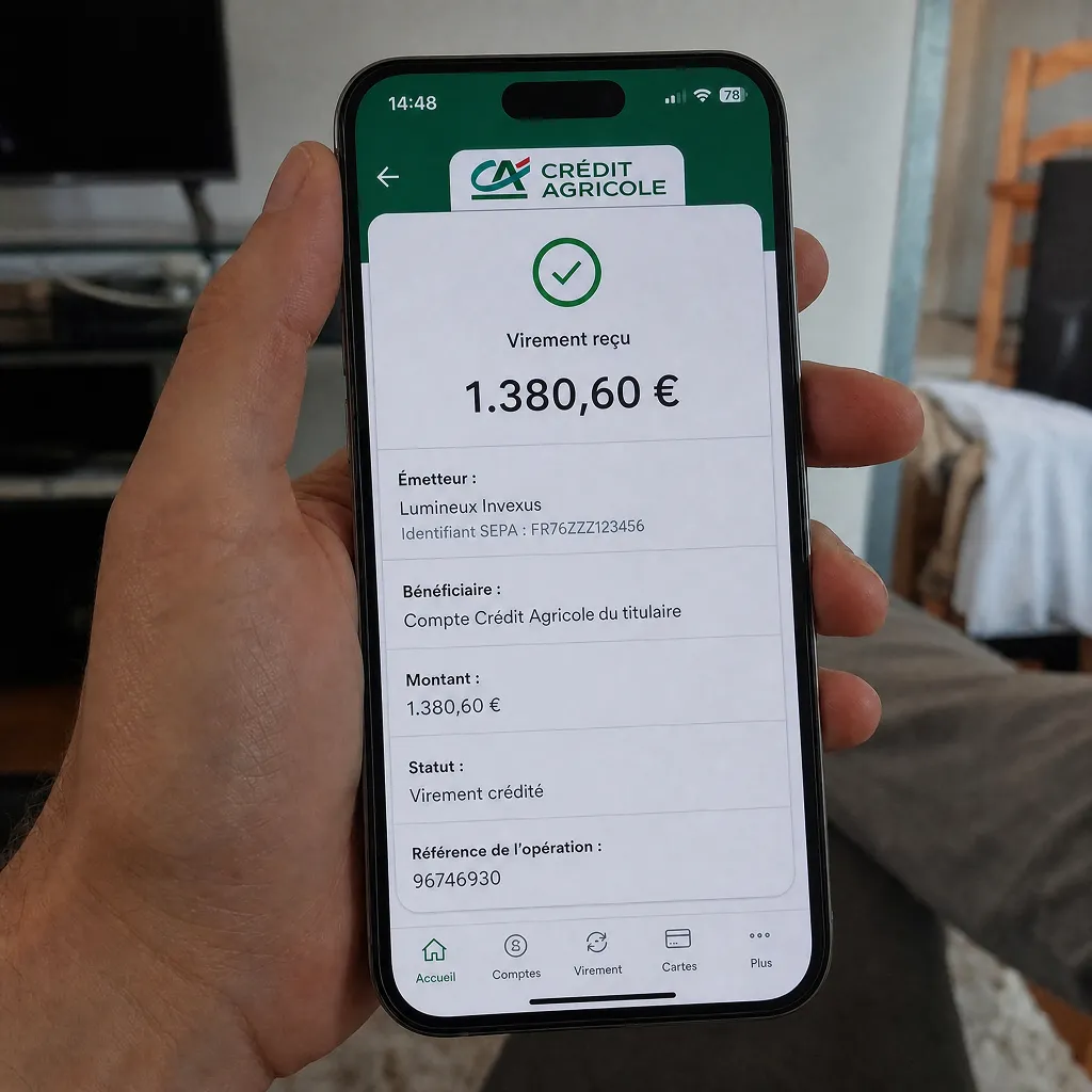 Capture BoursoBank : virement de BitMeridian AI S.A.S. de 3 240 €