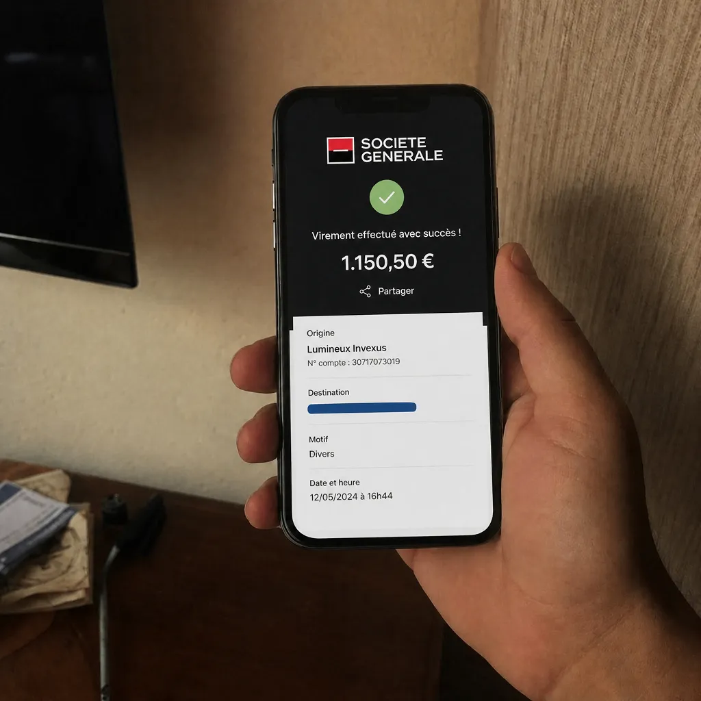 Relevé Société Générale : virement de 2 950 € de BitMeridian AI